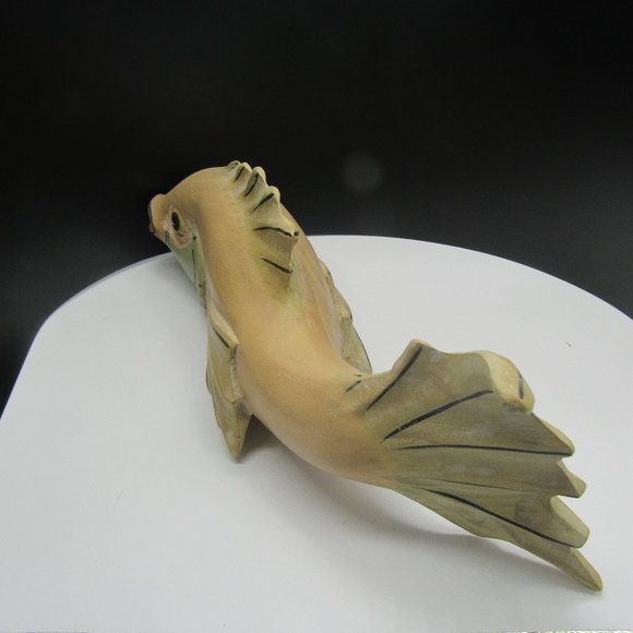 WOODEN FISH, HAND CARVED.  APPROX. 14 X 5 INCHES. - Picture 4 of 10
